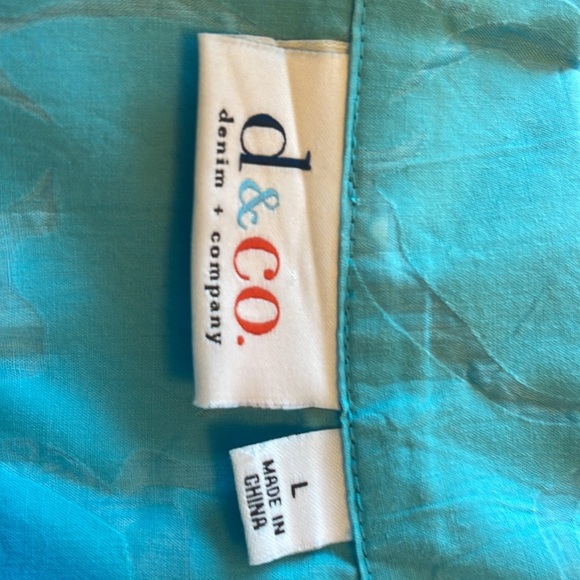 Denim & Company Turquoise Blouse Size L - Picture 3 of 5